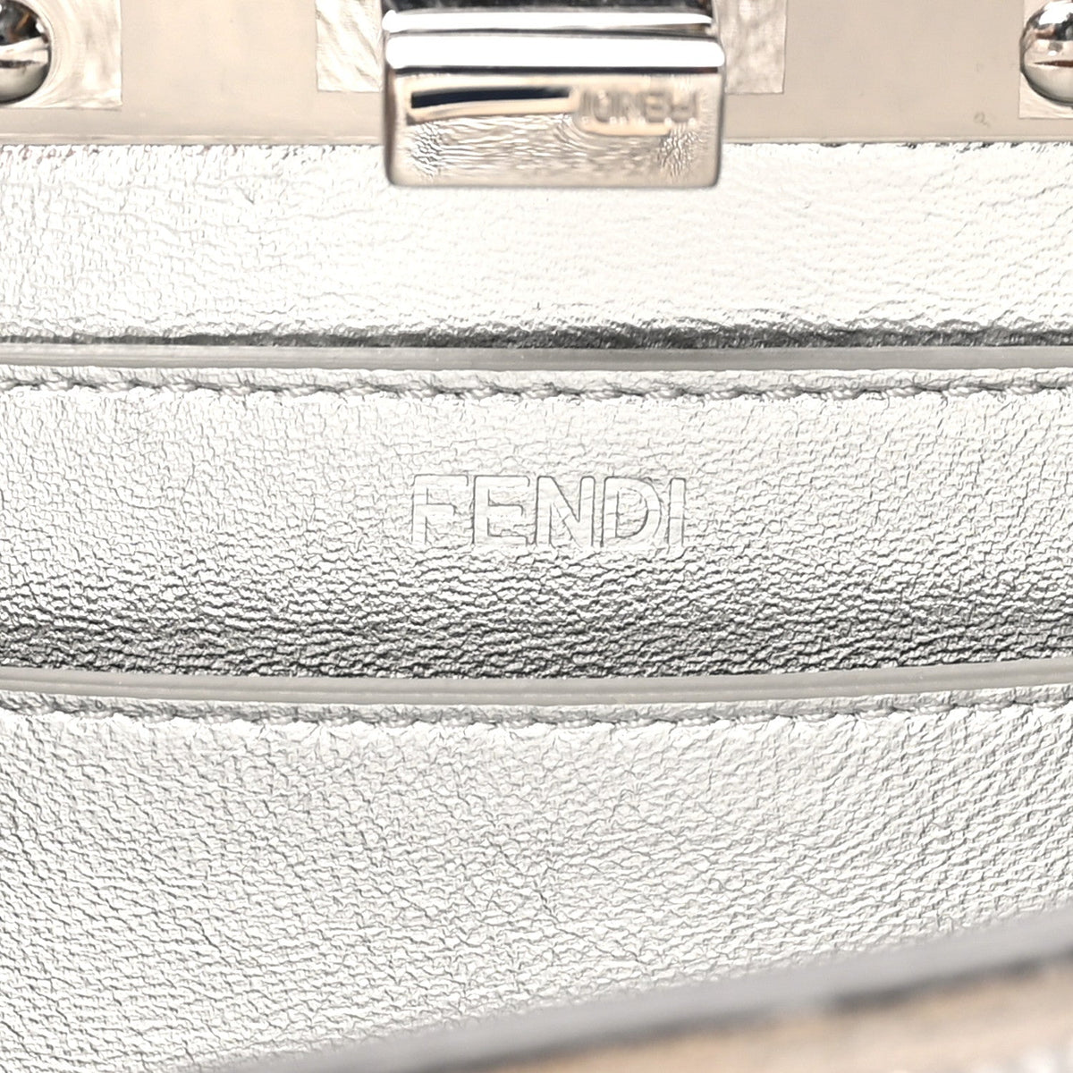 Fendi Crystal Vitello Laminato Petite Peekaboo I SEE U Satchel Argento