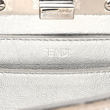 Fendi Crystal Vitello Laminato Petite Peekaboo I SEE U Satchel Argento