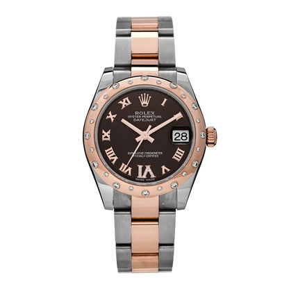 Rolex Stainless Steel 18K Everose Gold 31mm Datejust Watch Chocolate 178341