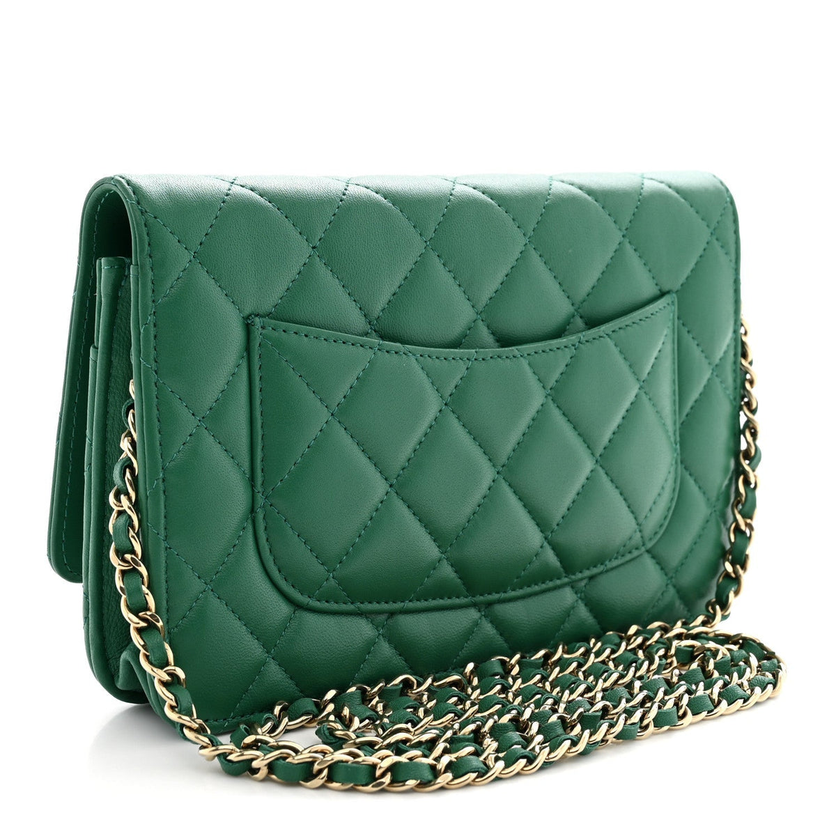 Chanel Lambskin Quilted Wallet On Chain WOC Green