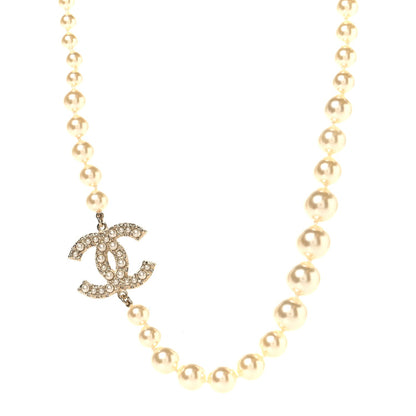 Chanel Pearl Crystal CC 100th Anniversary Necklace Light Gold