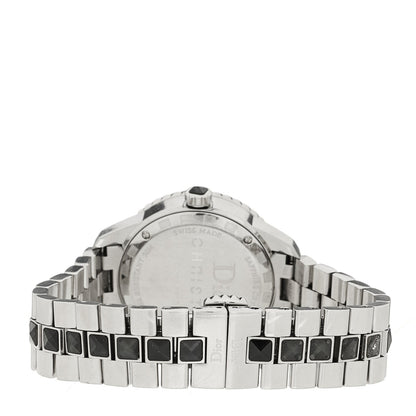 Christian Dior Stainless Steel Diamond Sapphire 33mm Christal Watch Black