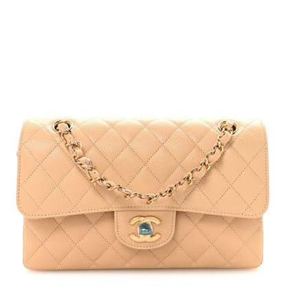 Chanel Caviar Quilted Small Double Flap Beige