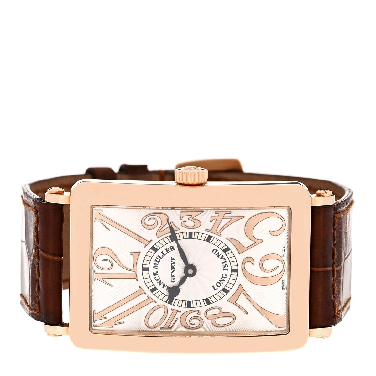 Franck Muller 18K Yellow Gold Alligator 30mm Long Island Watch Brown 1000SC
