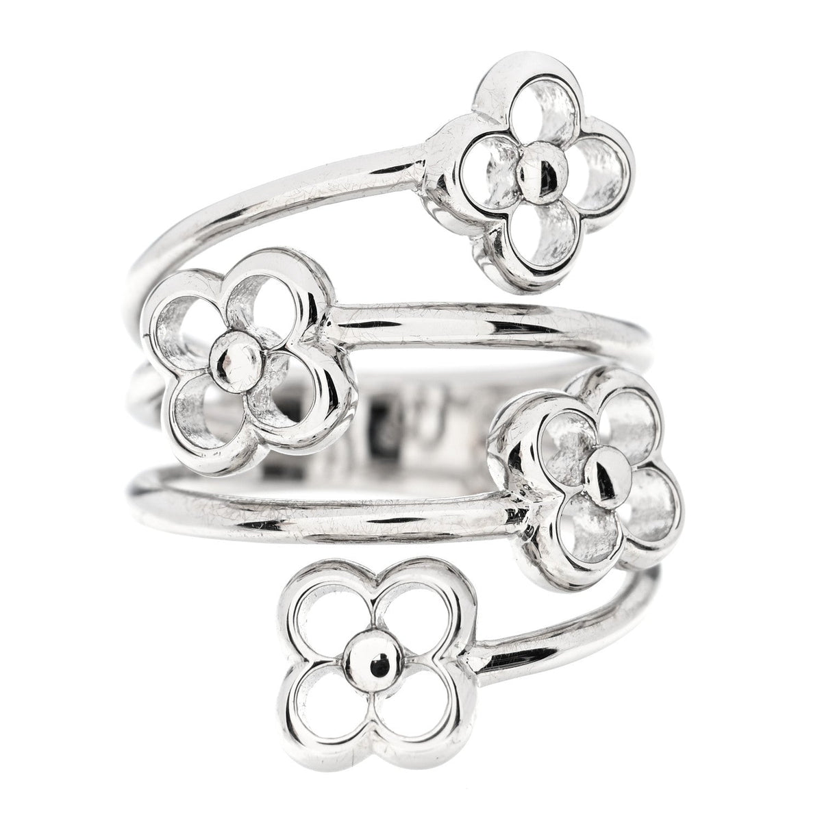 Louis Vuitton Silver Flower Full Ring S 49 5