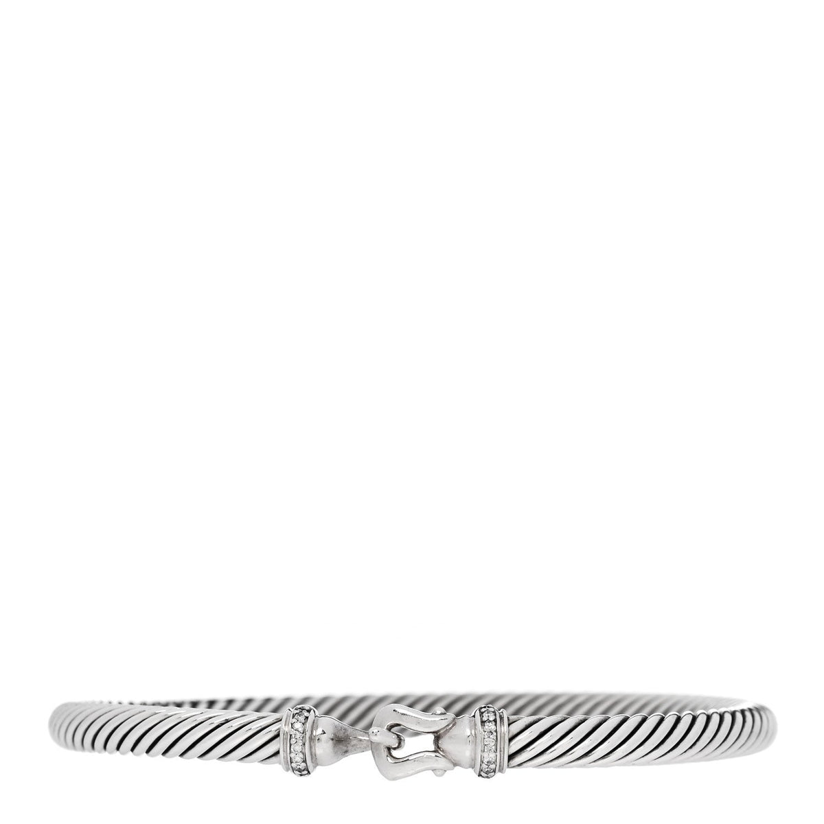 David Yurman Sterling Silver Diamond 5mm Cable Buckle Bracelet