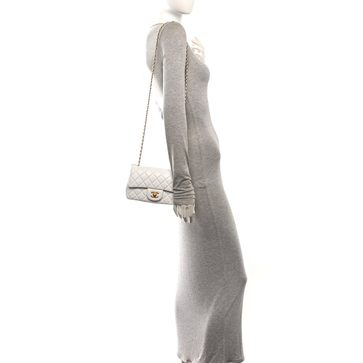 Chanel Lambskin Quilted Mini Rectangular Pearl Crush Flap White