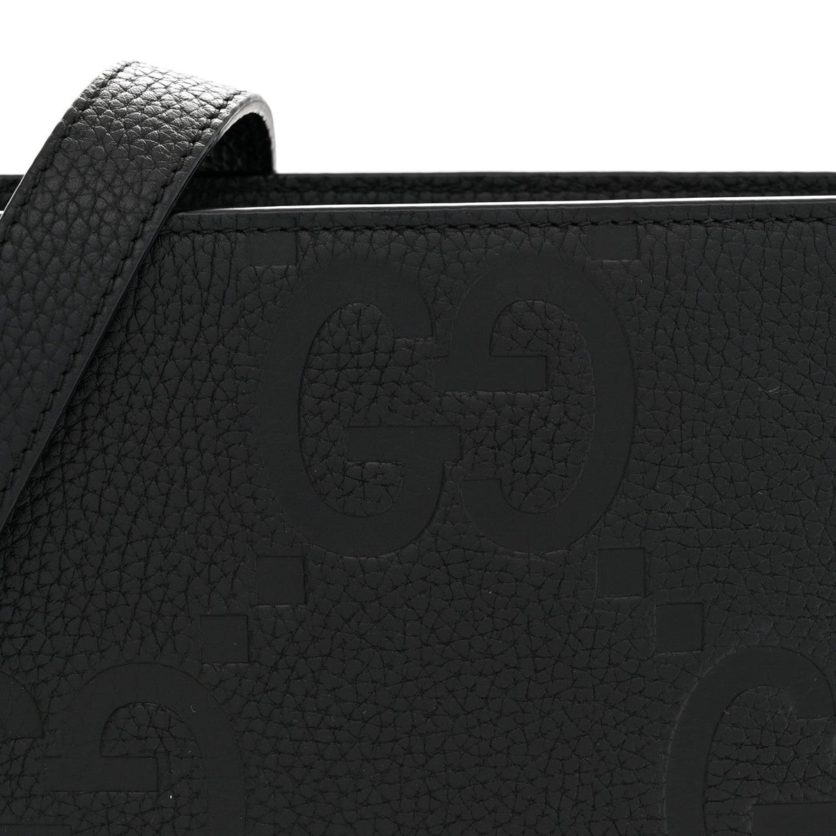 Gucci Jumbo GG Textured Dollar Calfskin Crossbody Bag Black