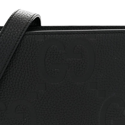 Gucci Jumbo GG Textured Dollar Calfskin Crossbody Bag Black