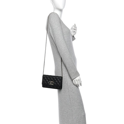 Chanel Caviar Quilted French New Wave Chain CC Wallet On Chain WOC Black