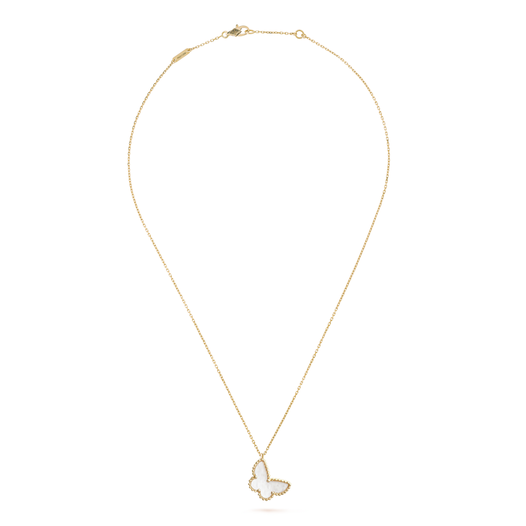 18K Yellow Gold MOP VCA Sweet Alhambra Butterfly Pendant