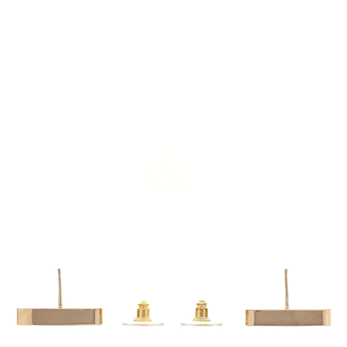 Metal Enamel CC Square Earrings Gold Pink Black