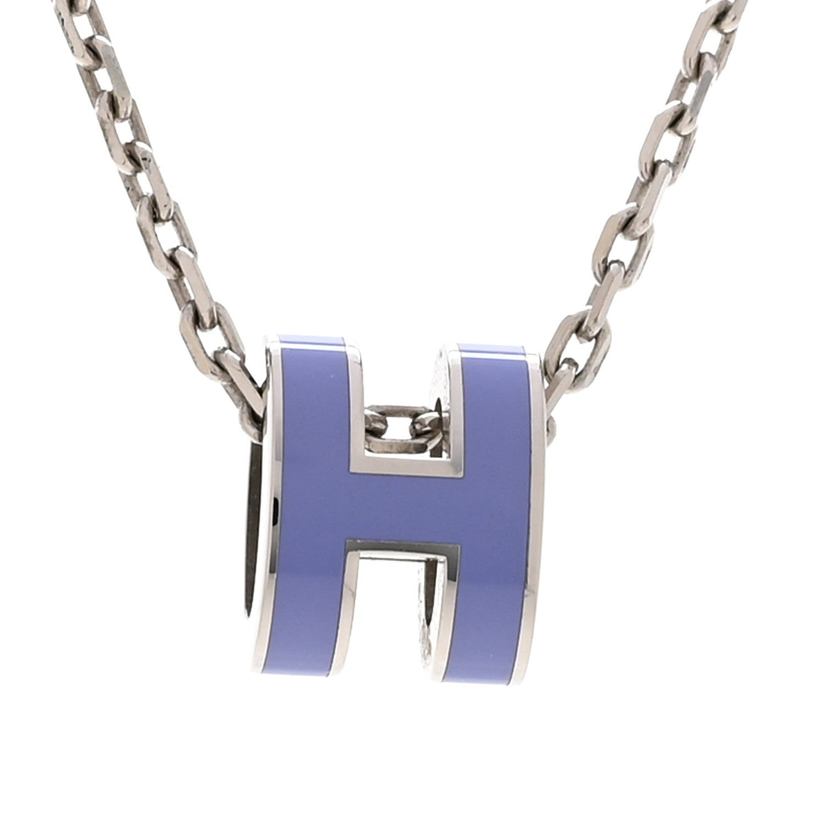 Hermes Palladium Lacquered Mini Pop H Pendant Necklace Lilas