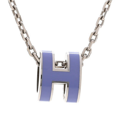 Hermes Palladium Lacquered Mini Pop H Pendant Necklace Lilas