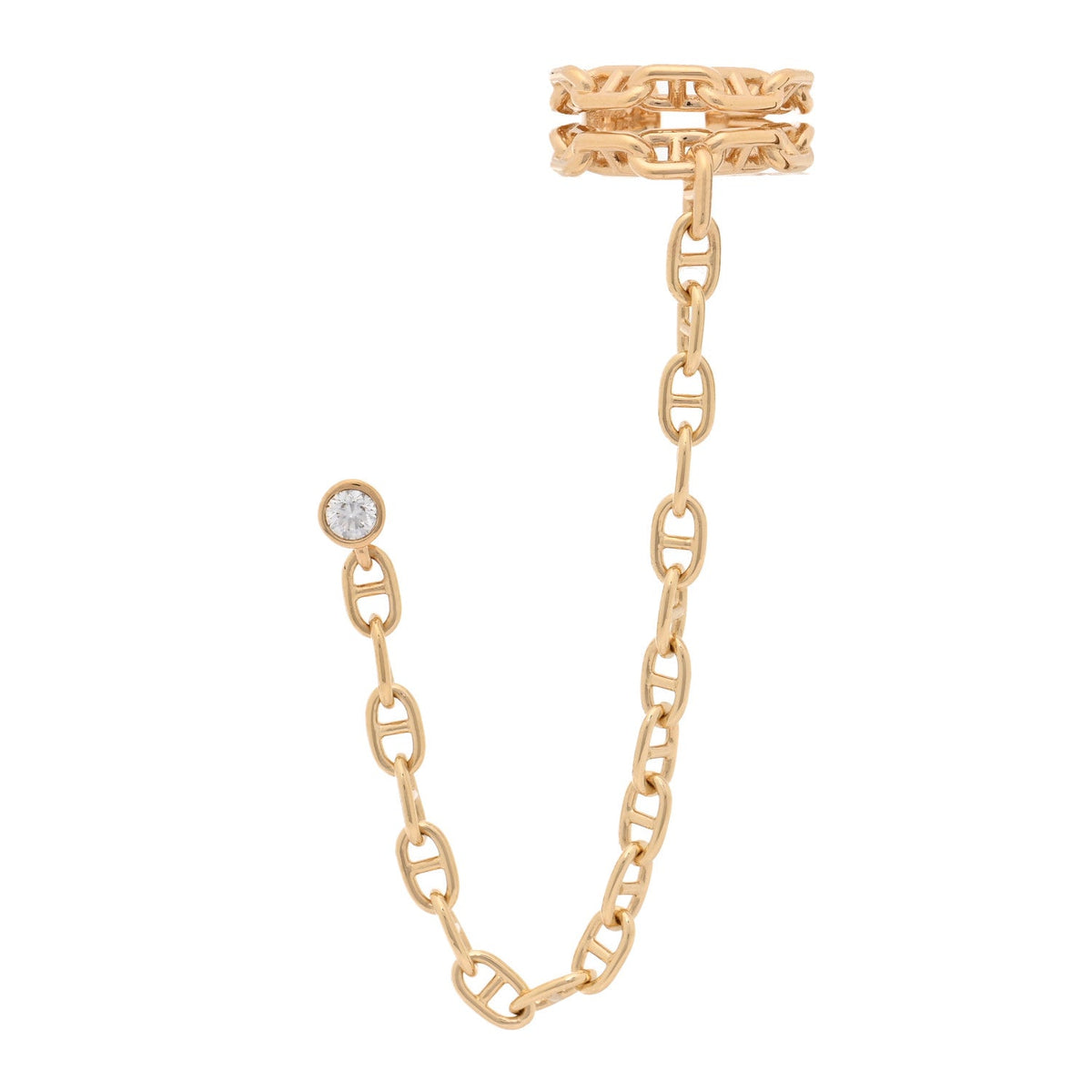 Hermes 18K Yellow Gold Chaine D'Ancre Calypso Right Climber Earring