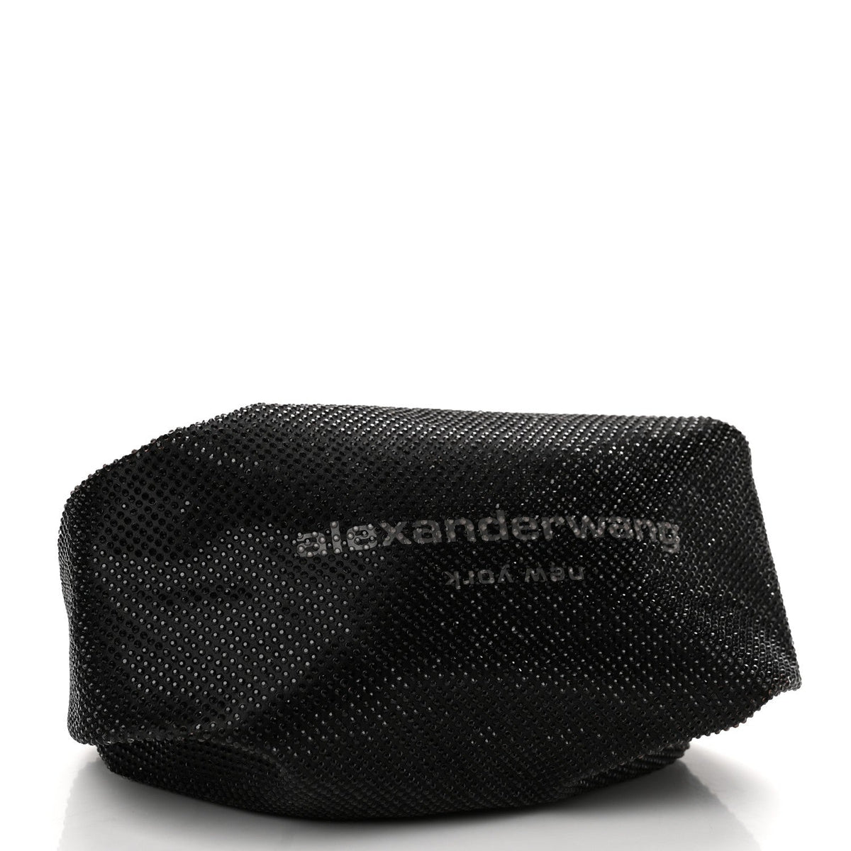 Alexander Wang Satin Crystal Rhinestone Mini Scrunchie Clutch Black