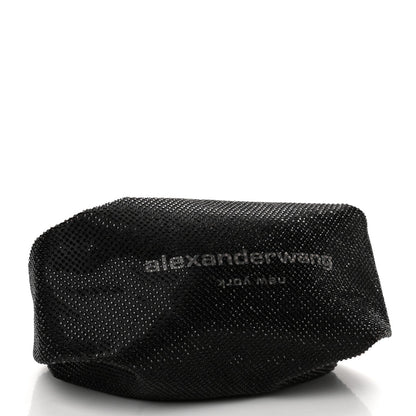 Alexander Wang Satin Crystal Rhinestone Mini Scrunchie Clutch Black