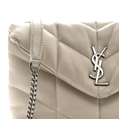 Saint Laurent Lambskin Toy Loulou Puffer Satchel Crema Soft