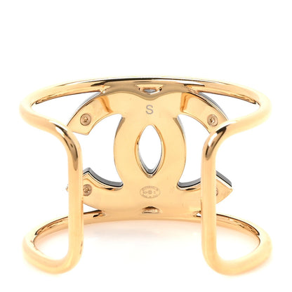 Chanel Metal Resin CC Cuff S Gold Black