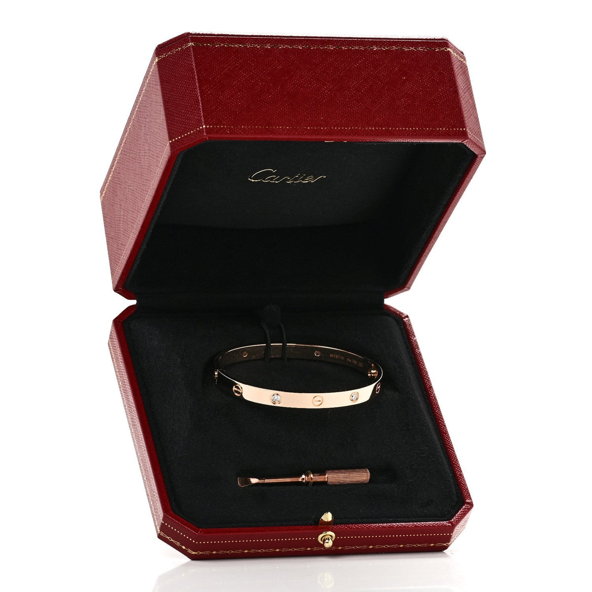 Cartier 18K Pink Gold 4 Diamond LOVE Bracelet 17