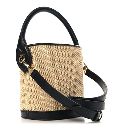 Louis Vuitton Raffia Leather Petit Bucket Black