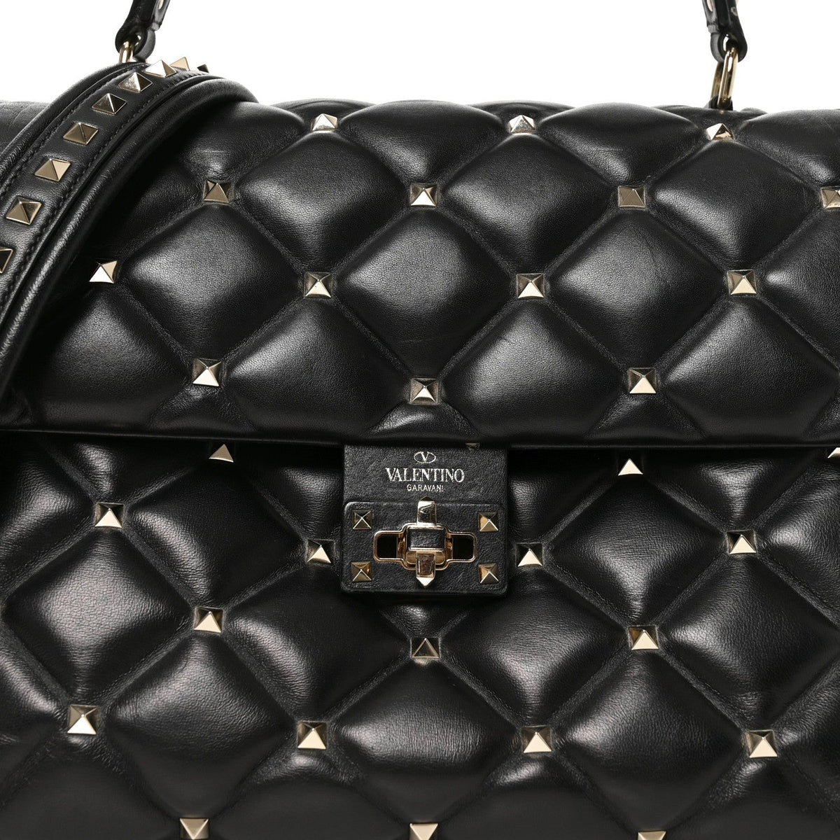 Valentino Garavani Nappa Large Candystud Top Handle Bag Black