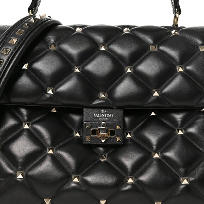 Valentino Garavani Nappa Large Candystud Top Handle Bag Black