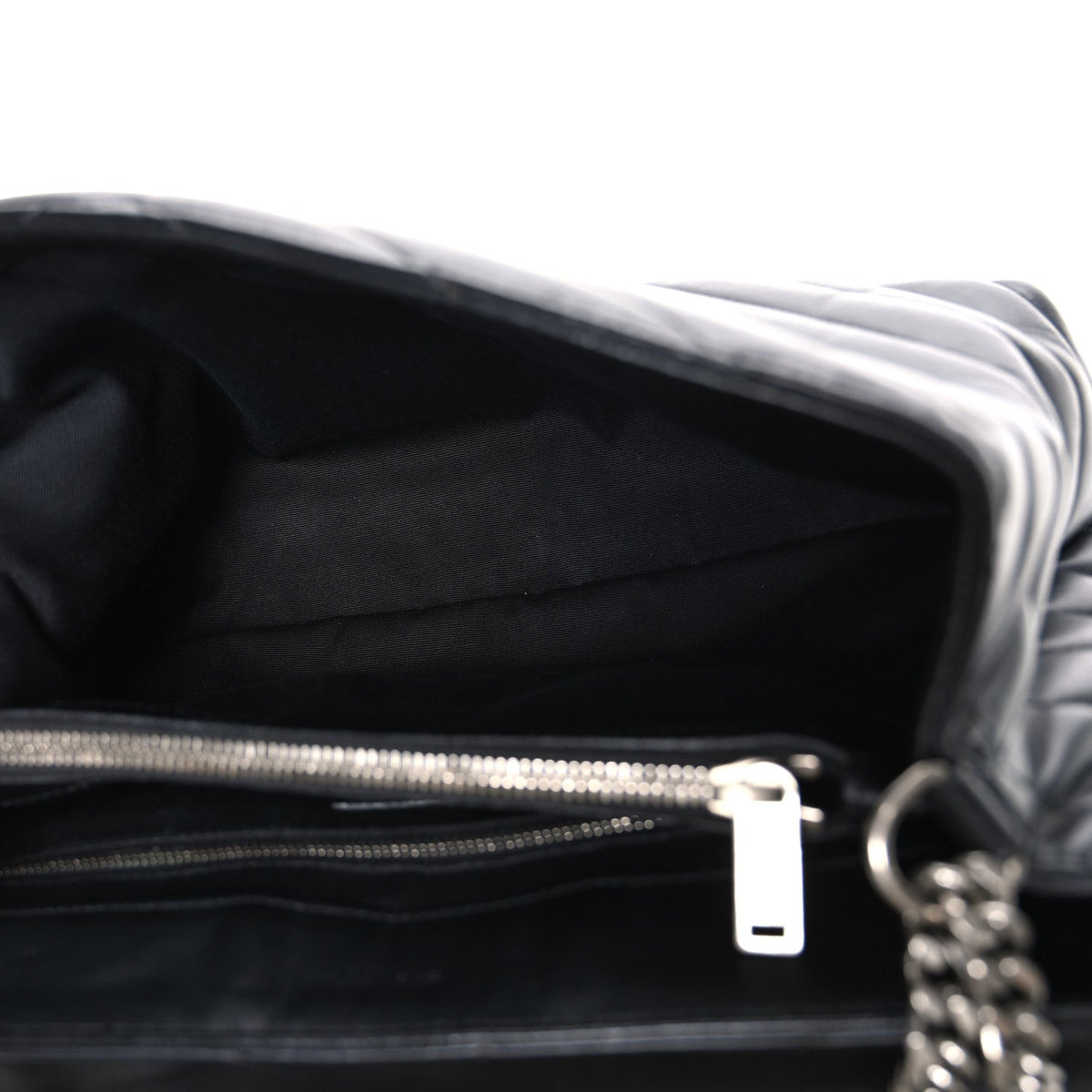 Saint Laurent Calfskin Y Quilted Monogram Medium Loulou Chain Satchel Black
