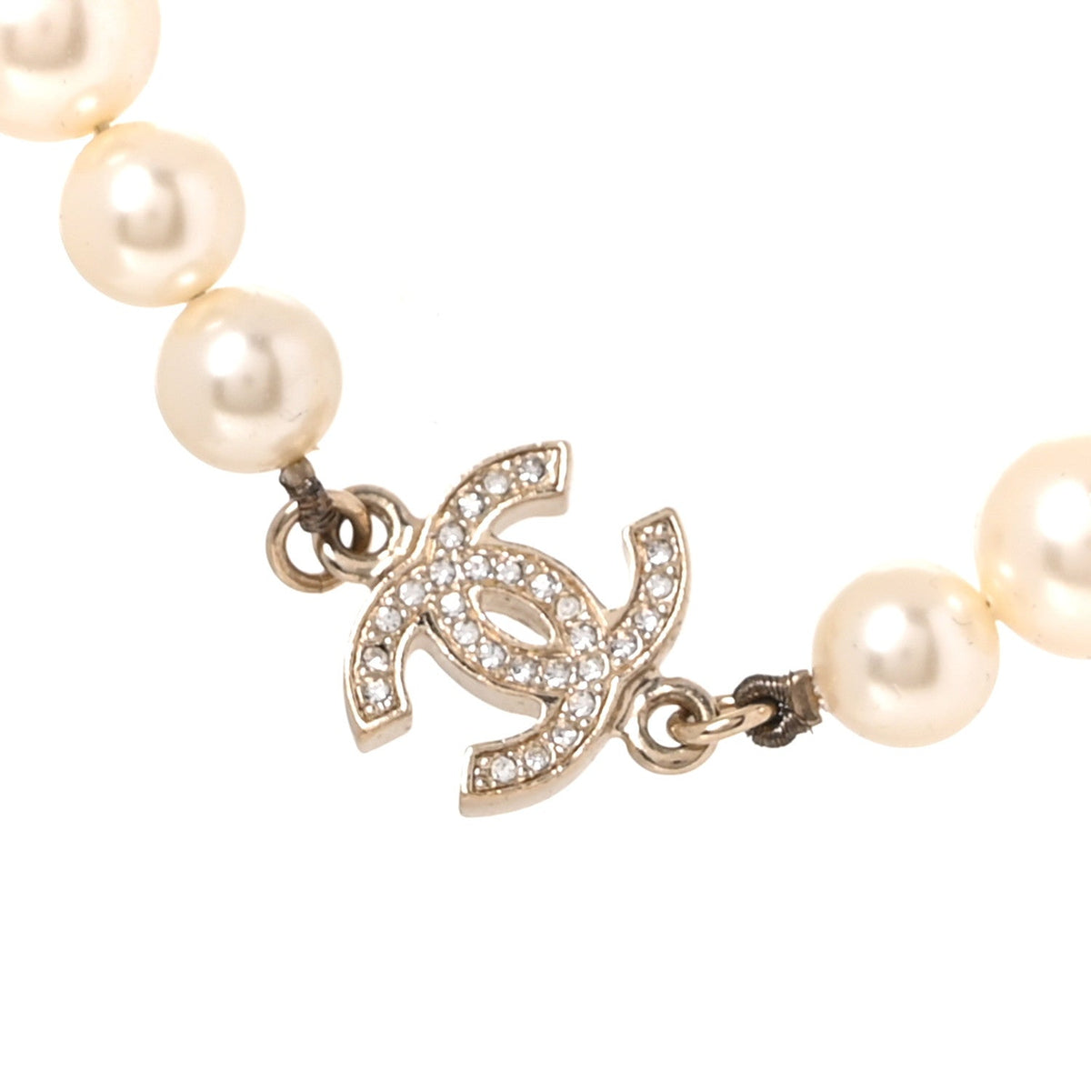 Chanel Crystal Pearl CC Short Necklace Gold