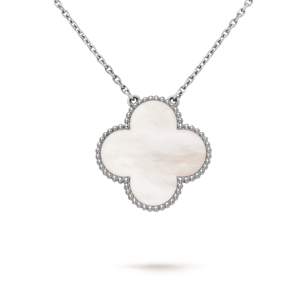18K White Gold Mother of Pearl VCA Magic Alhambra Pendant