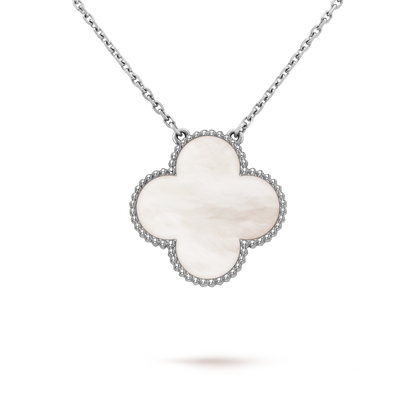 18K White Gold Mother of Pearl VCA Magic Alhambra Pendant