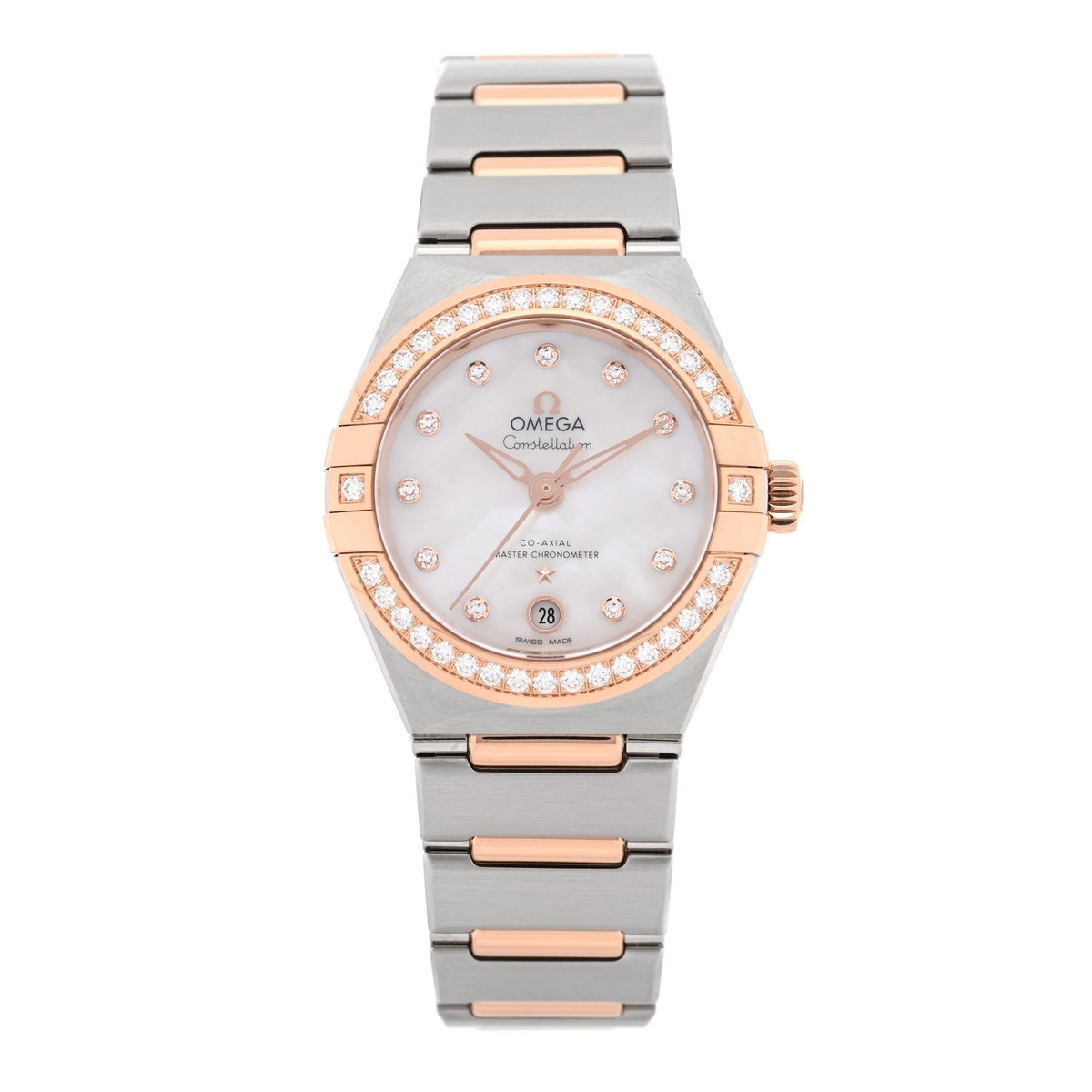 Omega Stainless Steel 18K Sedna Gold Diamond 29mm Constellation Watch 131.25.29.20.55.001