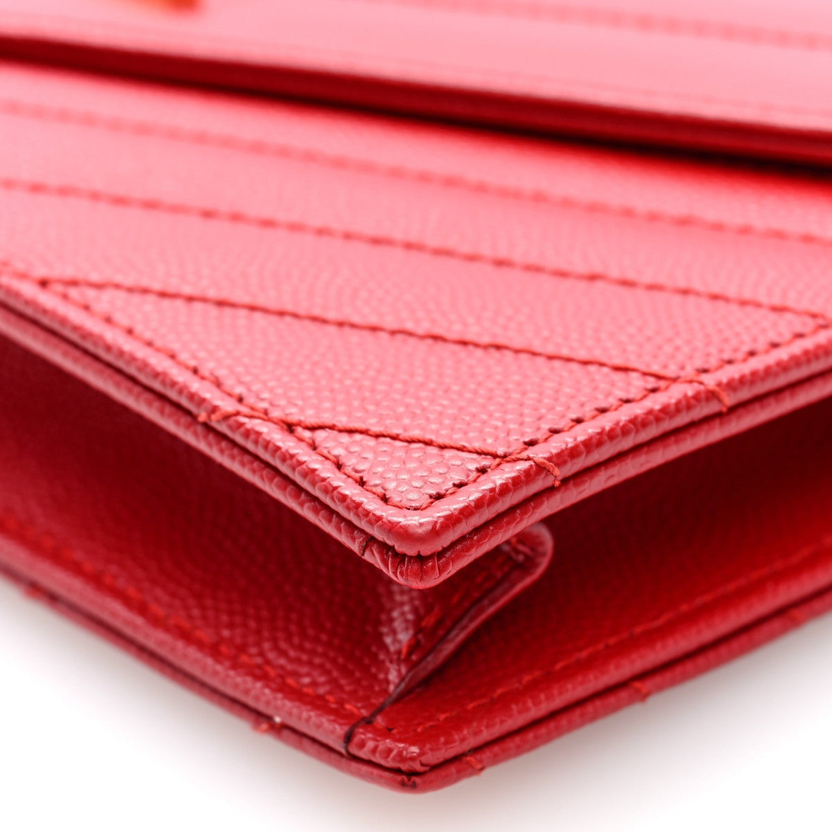 Saint Laurent Matelasse Chevron Monogram Envelope Chain Wallet New Red 1987513
