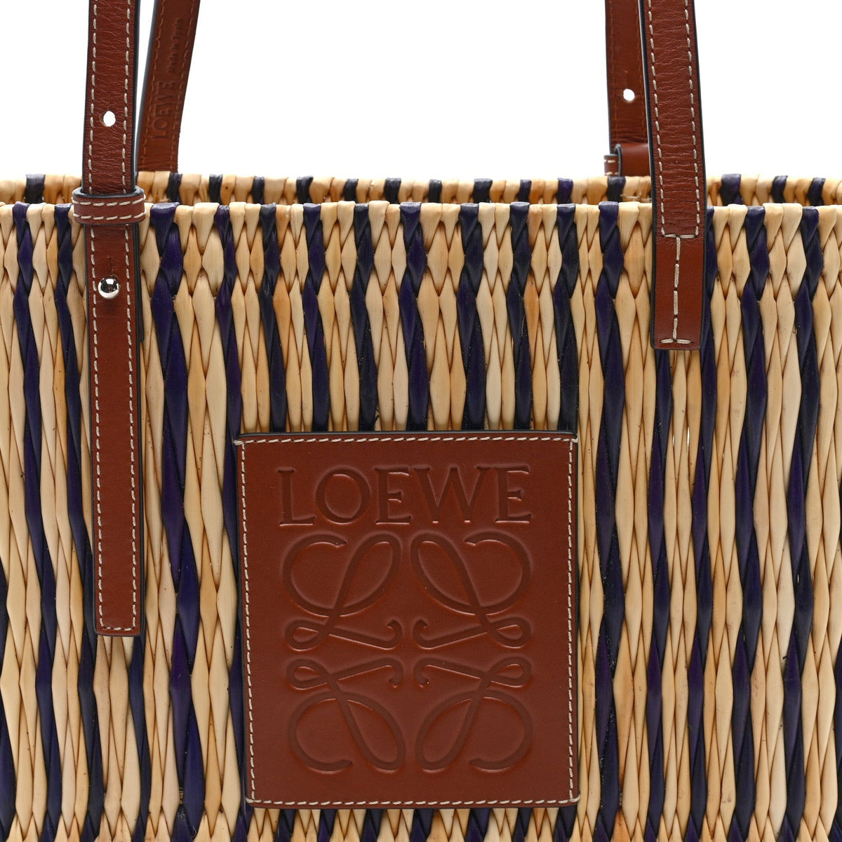 Loewe Raffia Square Small Basket Bag Natural Black Pecan 1920943