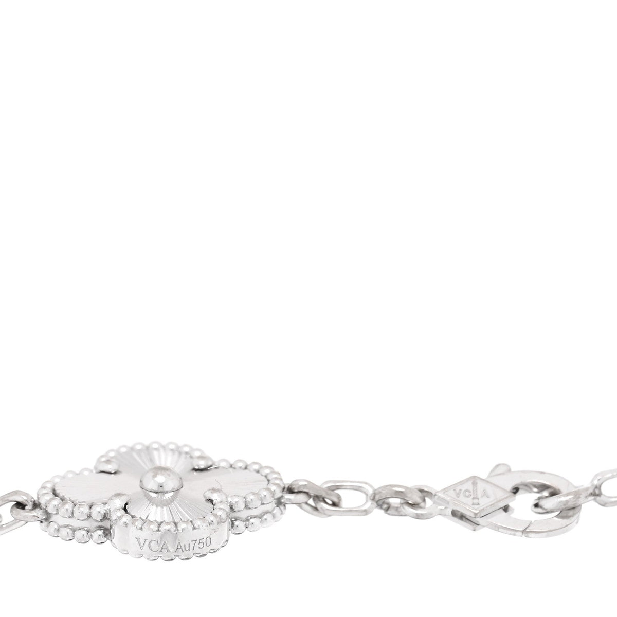 Van Cleef & Arpels 18K White Gold 5 Motifs Guilloche Vintage Alhambra Bracelet
