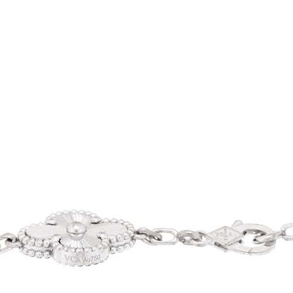 Van Cleef & Arpels 18K White Gold 5 Motifs Guilloche Vintage Alhambra Bracelet