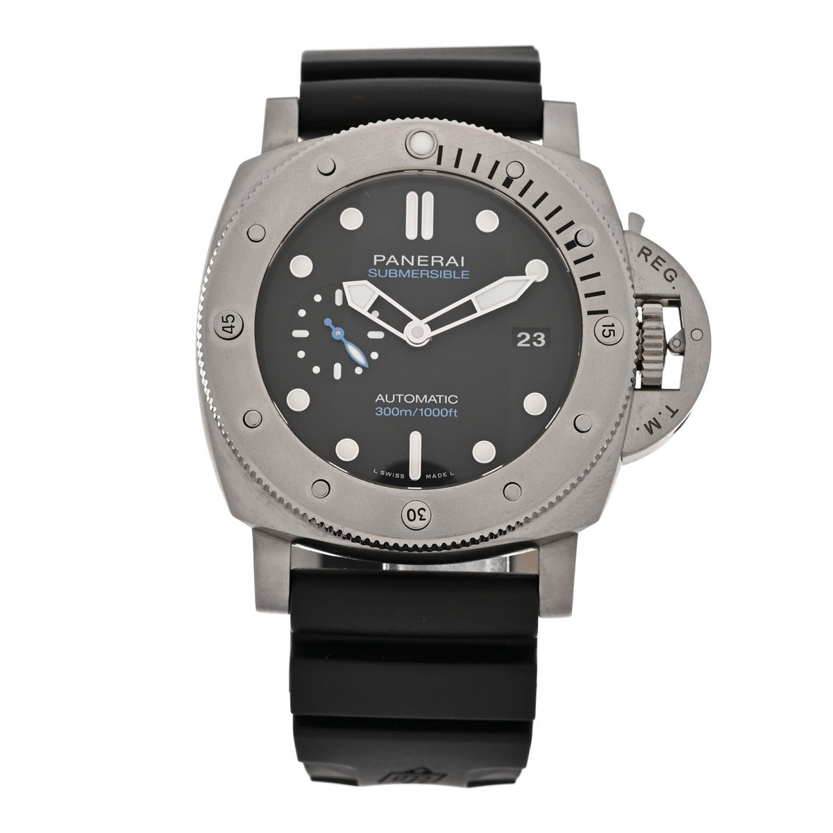 Panerai Titanium Rubber 47mm Luminor Submersible Automatic Watch Black PAM1305