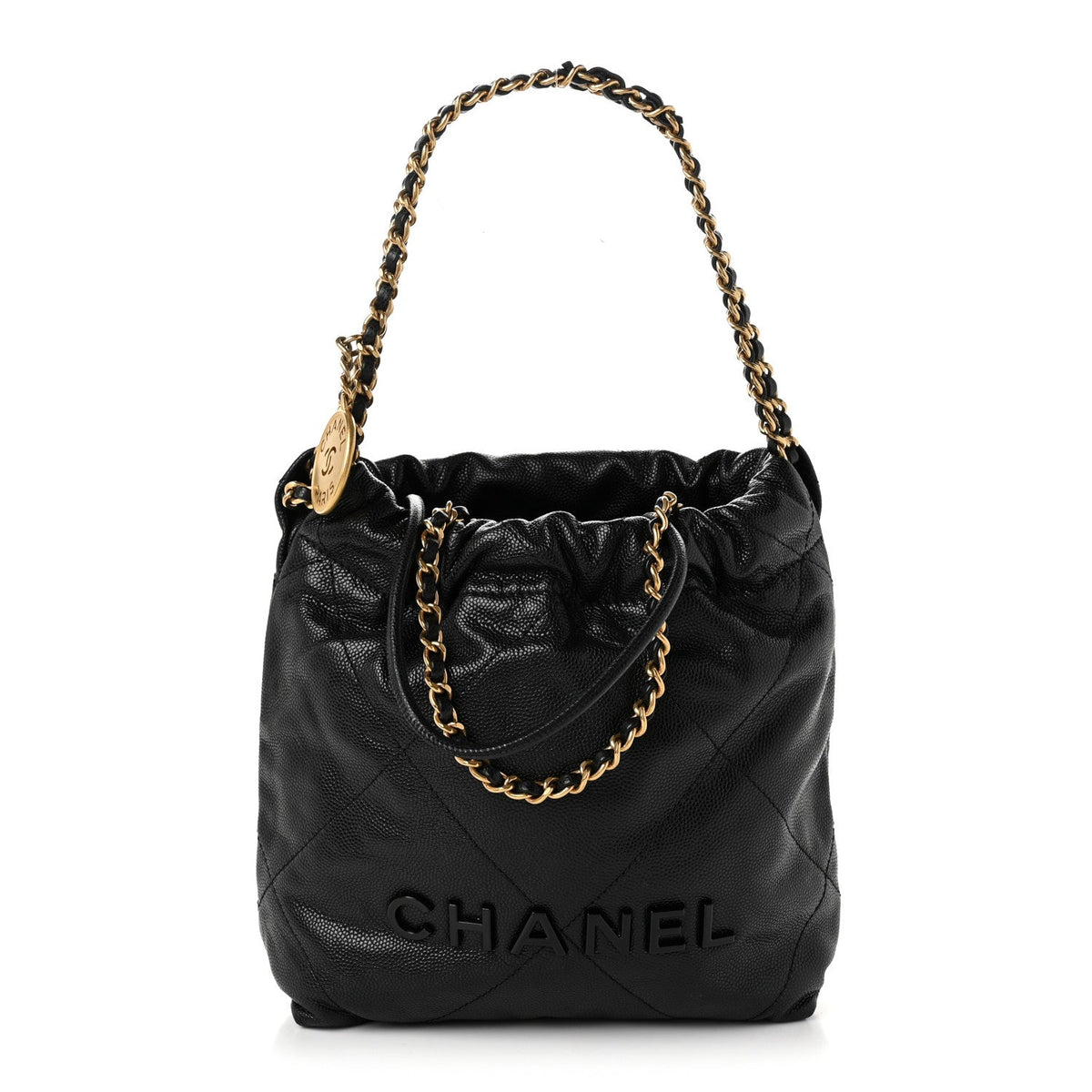 Chanel Shiny Caviar Quilted Monochrome Mini Chanel 22 Black
