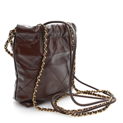 Chanel Shiny Calfskin Quilted Mini Chanel 22 Brown