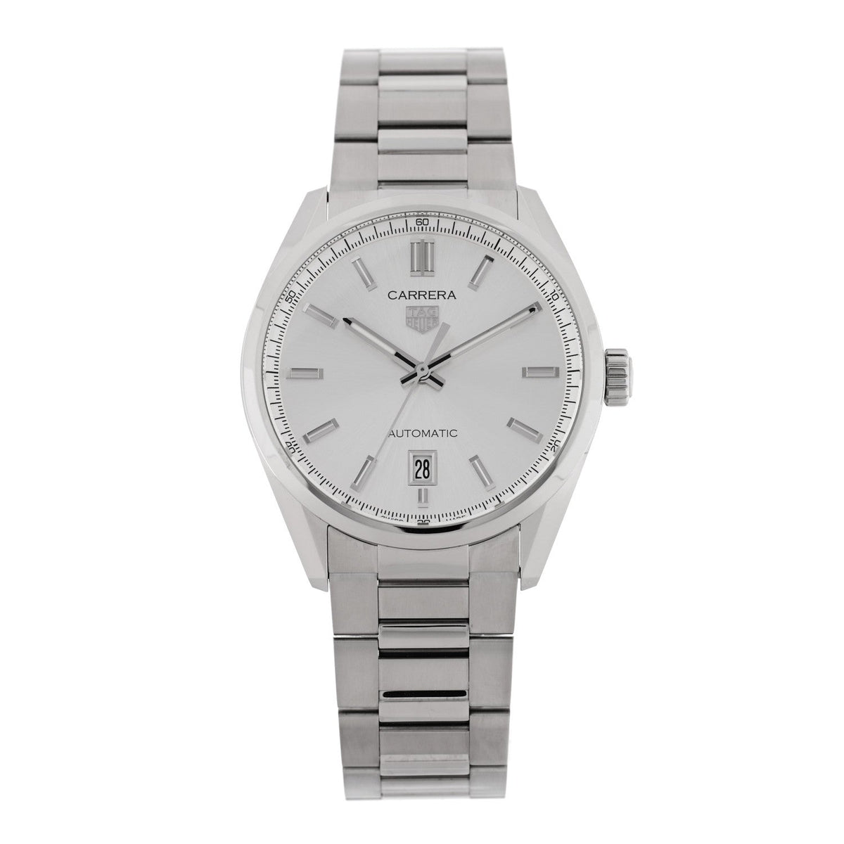 Tag Heuer Stainless Steel 39mm Carrera Caliber 5 Automatic Watch Silver WBN2111
