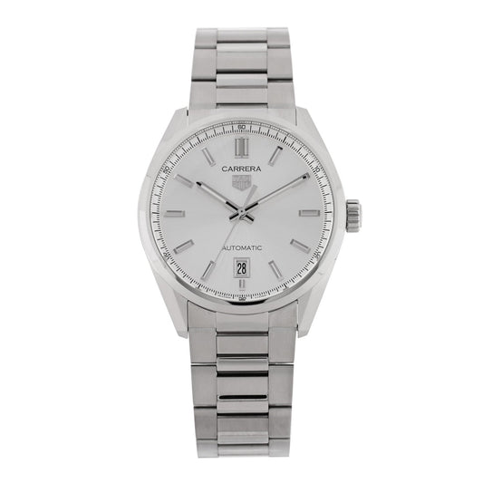 Tag Heuer Stainless Steel 39mm Carrera Caliber 5 Automatic Watch Silver WBN2111