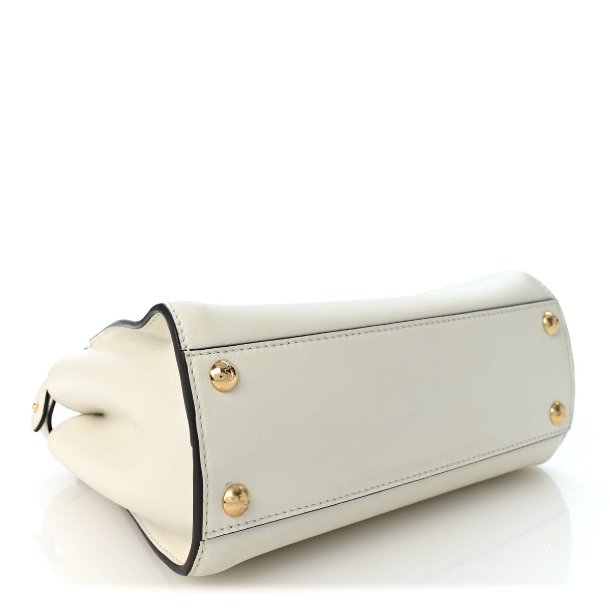 Fendi Vitello Seta Canvas FF Mini Peekaboo Iconic Satchel Uovo Sigaro Marrone
