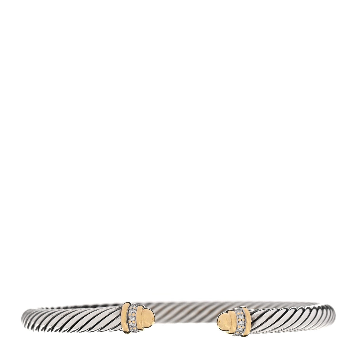 David Yurman Sterling Silver 18K Yellow Gold Diamond 5mm Cable Classics Bracelet