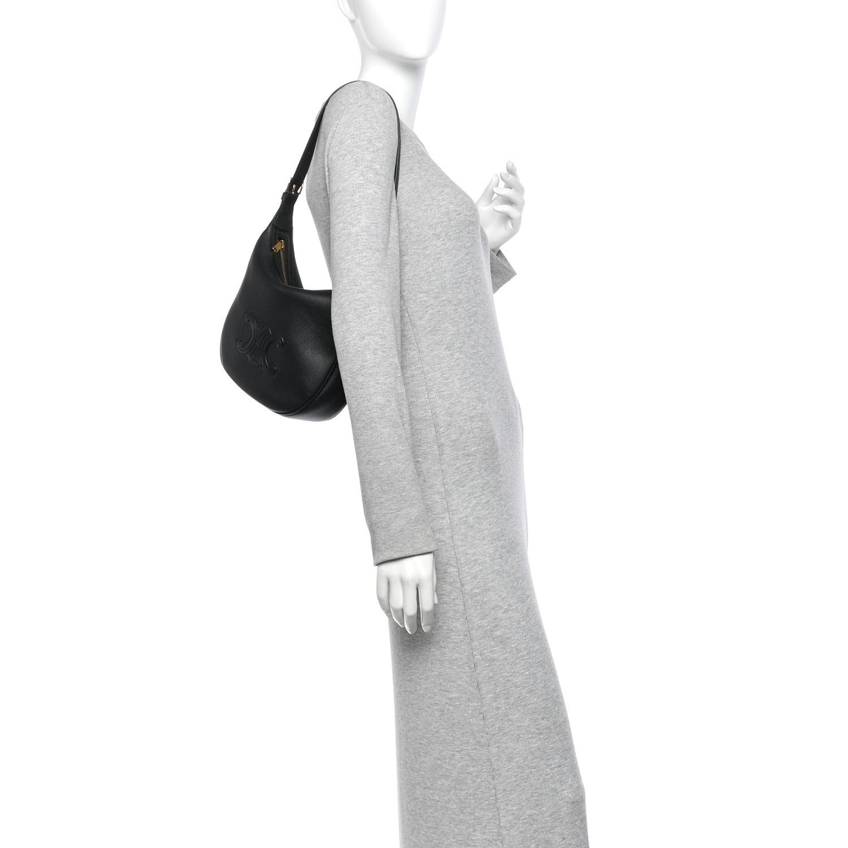 Celine Supple Calfskin Cuir Triomphe Small Heloise Shoulder Bag Black