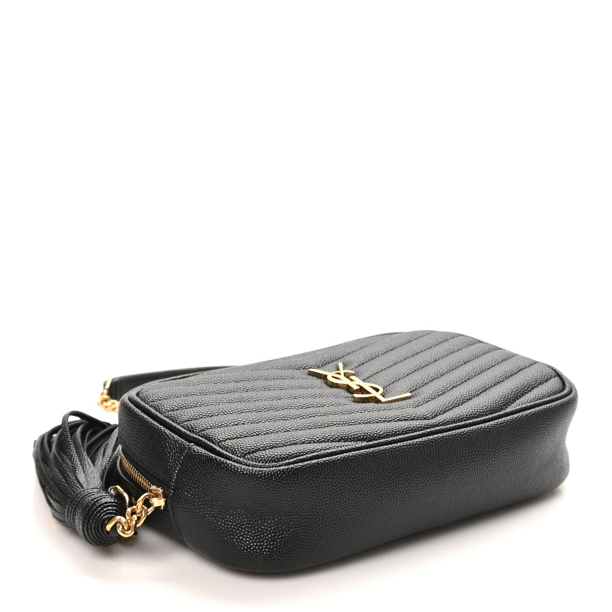 Saint Laurent Grain De Poudre Matelasse Monogram Mini Lou Camera Bag Black