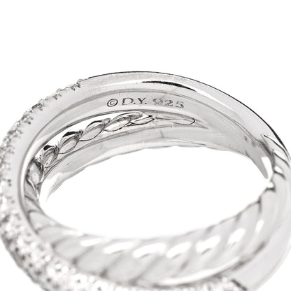 David Yurman Sterling Silver Diamond 7.4mm Crossover Two Row Ring 50 5.25