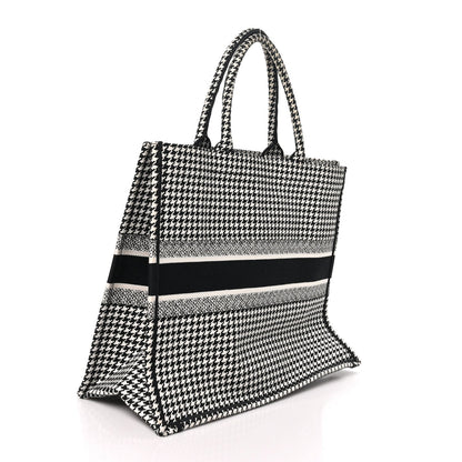 Christian Dior Canvas Houndstooth Large Book Tote Black White 1985403