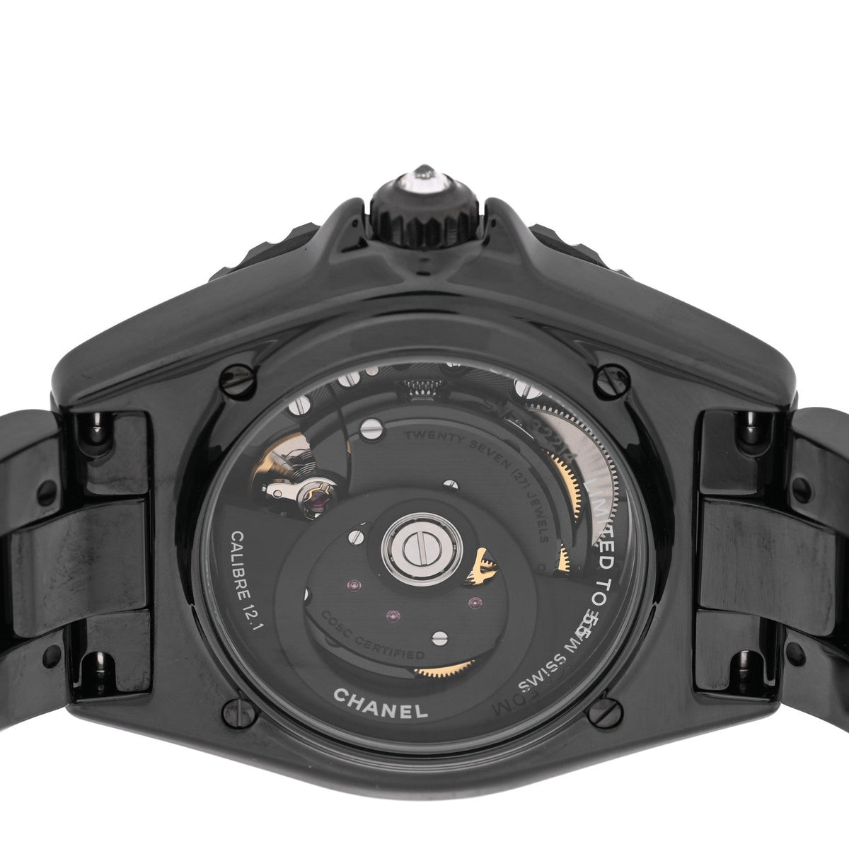 Chanel Stainless Steel Ceramic Diamond 38mm J12 Limited Edition Automatic Watch Black