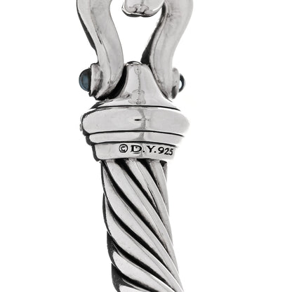 David Yurman Sterling Silver Diamond Blue Topaz 7mm Cable Buckle Bracelet