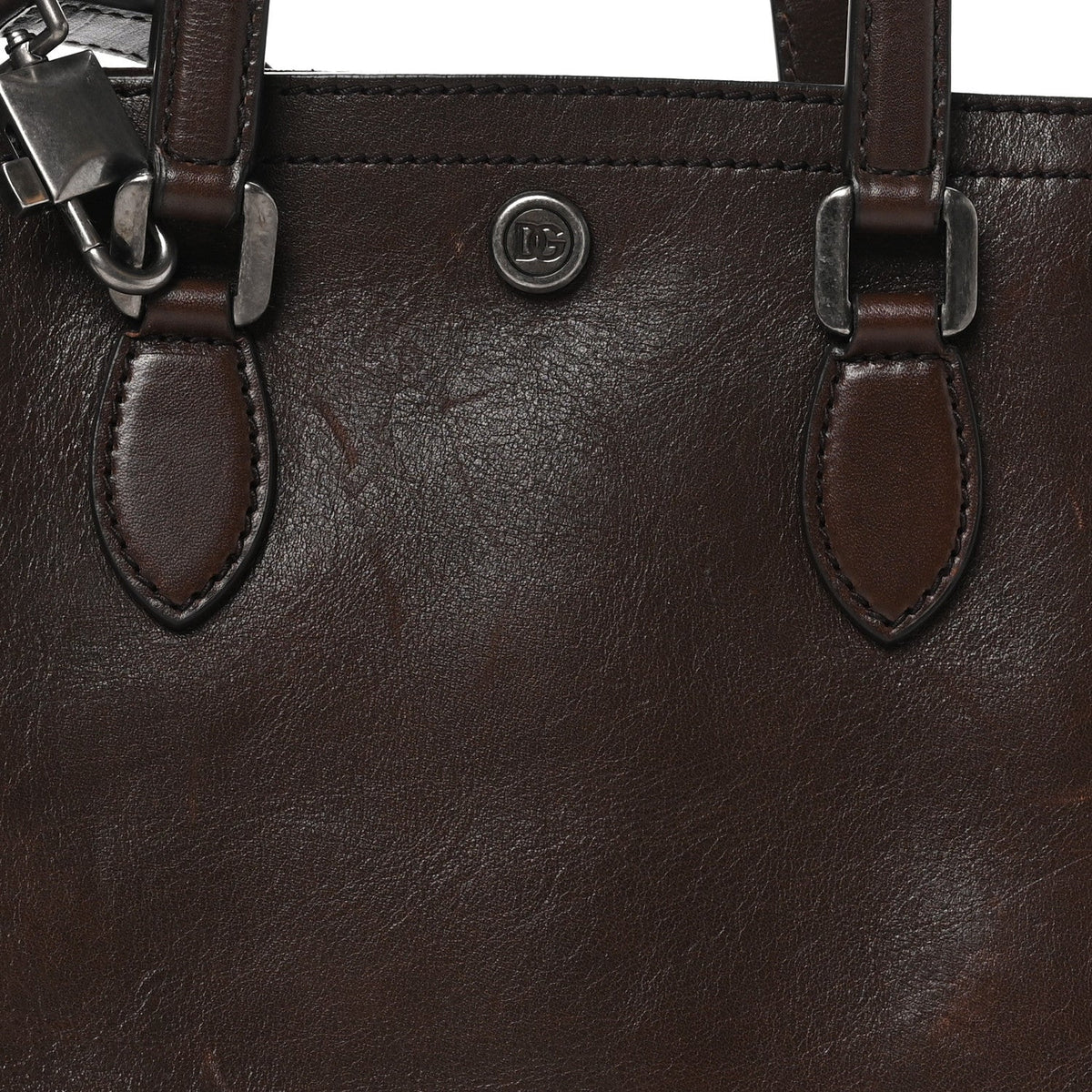 Dolce & Gabbana Tempesta Calfskin Atene Shopping Bag Brown